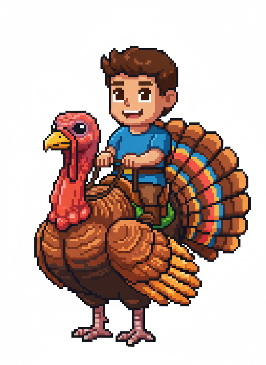 Turkey-riding Andrew - Pixel Art