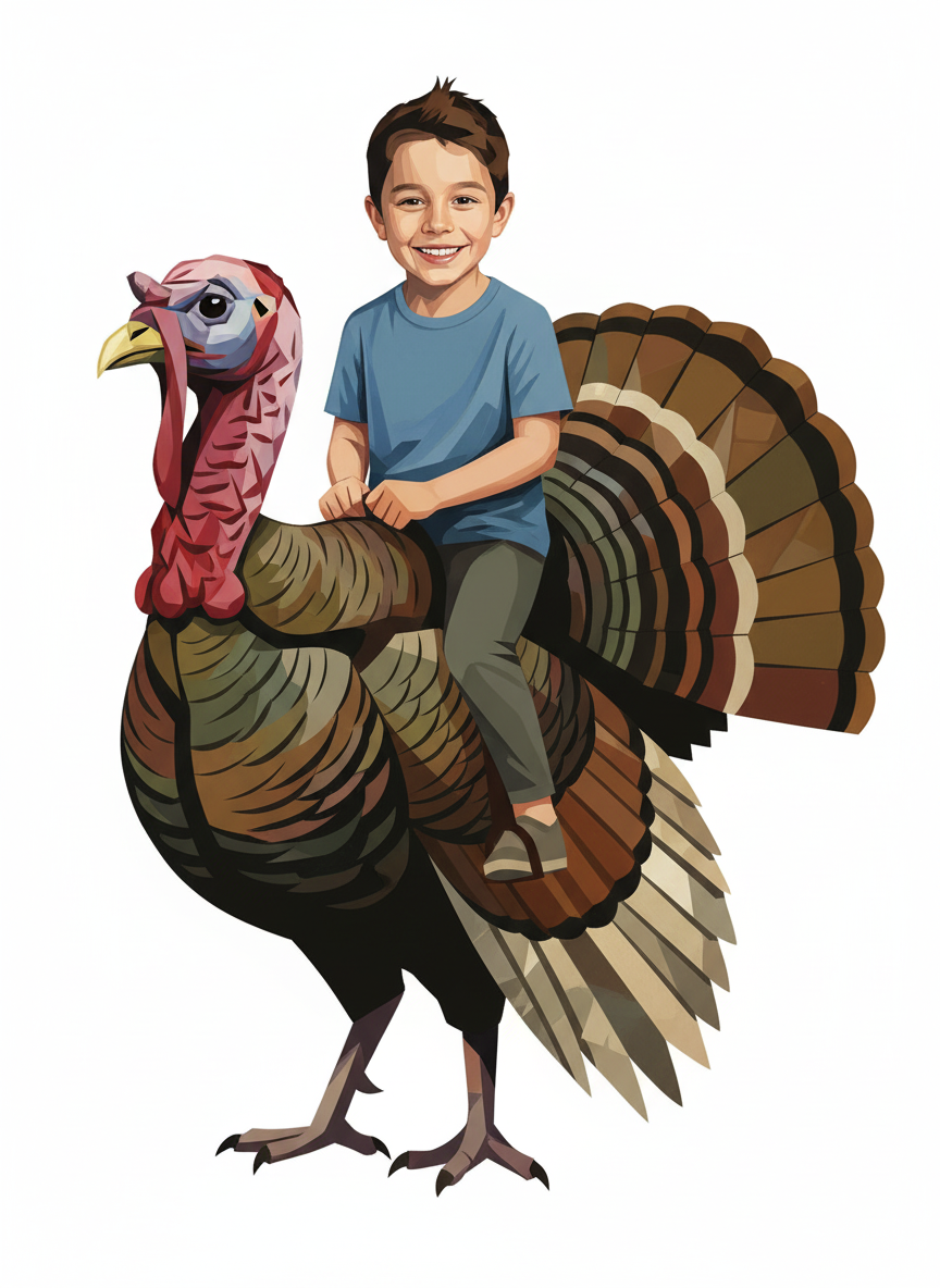 Turkey-riding Andrew - Cubist Painting