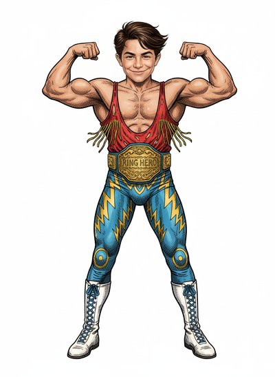 Andrew's Wrestling Wonder - Victorian Illustration