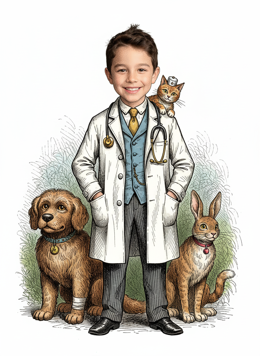 Andrew the Vet - Victorian Illustration