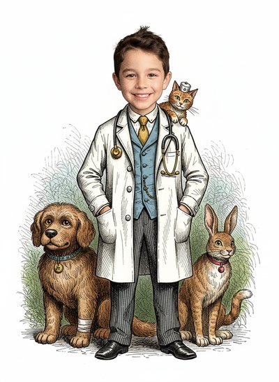 Andrew's Veterinary Adventures 🐾 - Victorian Illustration