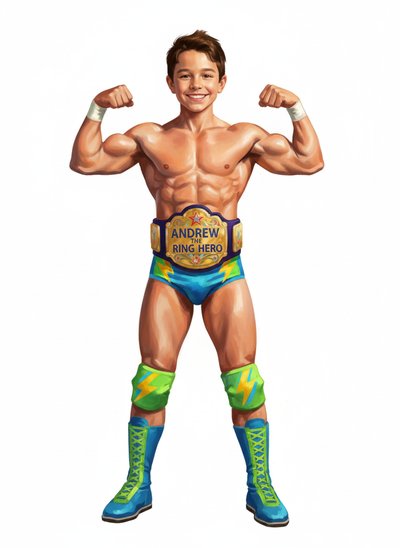 Andrew's Wrestling Wonder - Impressionist Painting