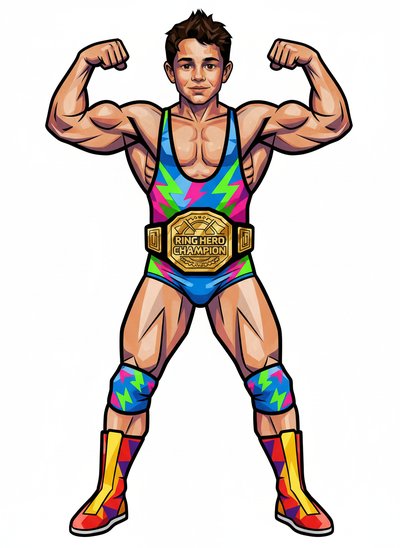 Andrew's Wrestling Wonder - Cubist Painting