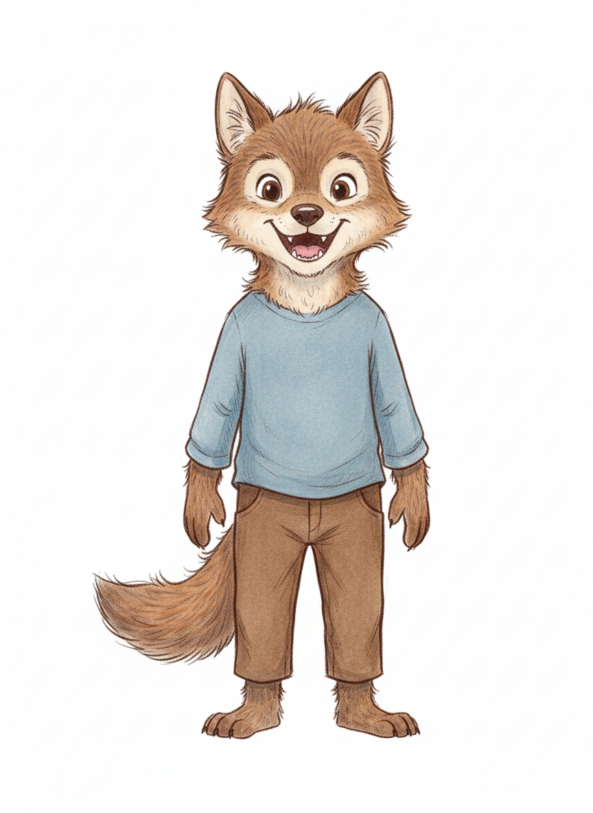 Andrew the Playful Wolf - Gentle Pencil