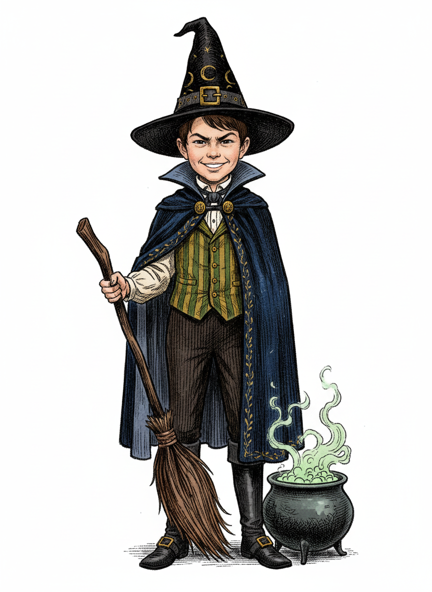Andrew the Enchanting Witch - Victorian Illustration