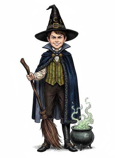 My Wee Witch Andrew 🌟 - Victorian Illustration