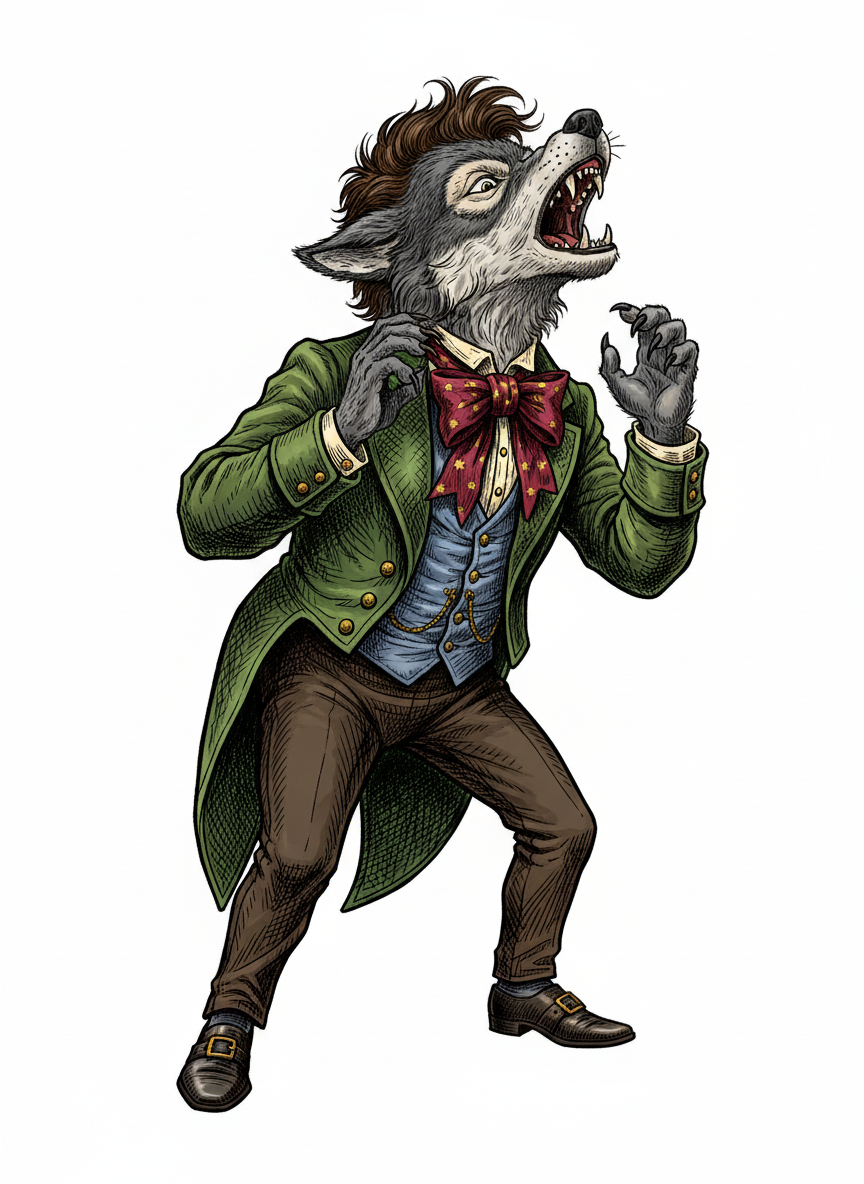 Andrew the Howlin' Wolf - Victorian Illustration