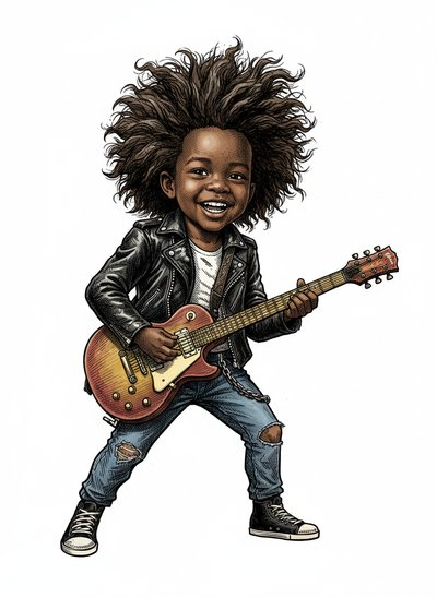 My Baby's Rock Star Dreams 🎸 - Victorian Illustration