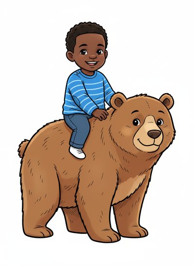 My Baby riding a Bear 🐻 - Classic Coloring Book