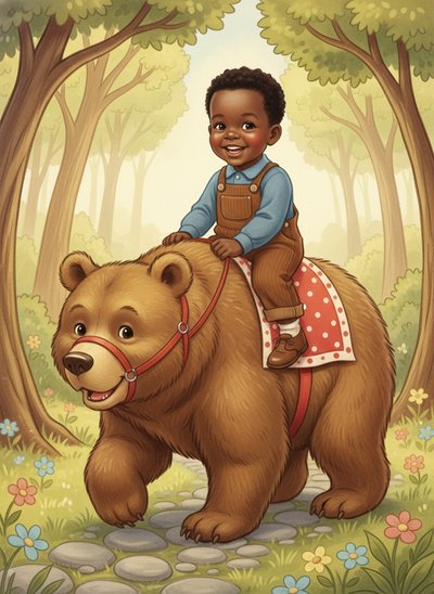 My Baby riding a Bear 🐻 - Vintage Storybook