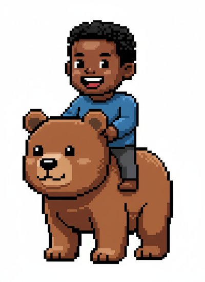 My Baby riding a Bear 🐻 - Pixel Art