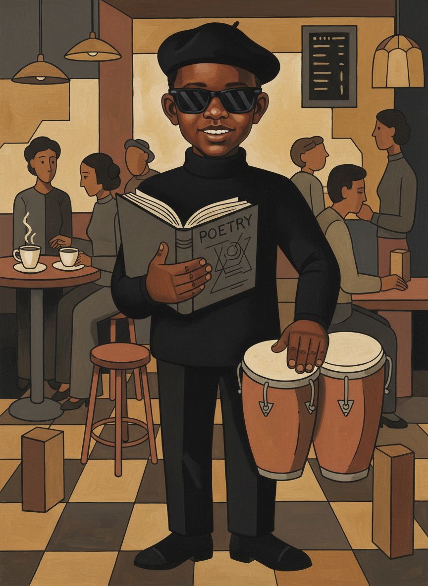 Anthony the Beatnik Poet - Cubist Painting