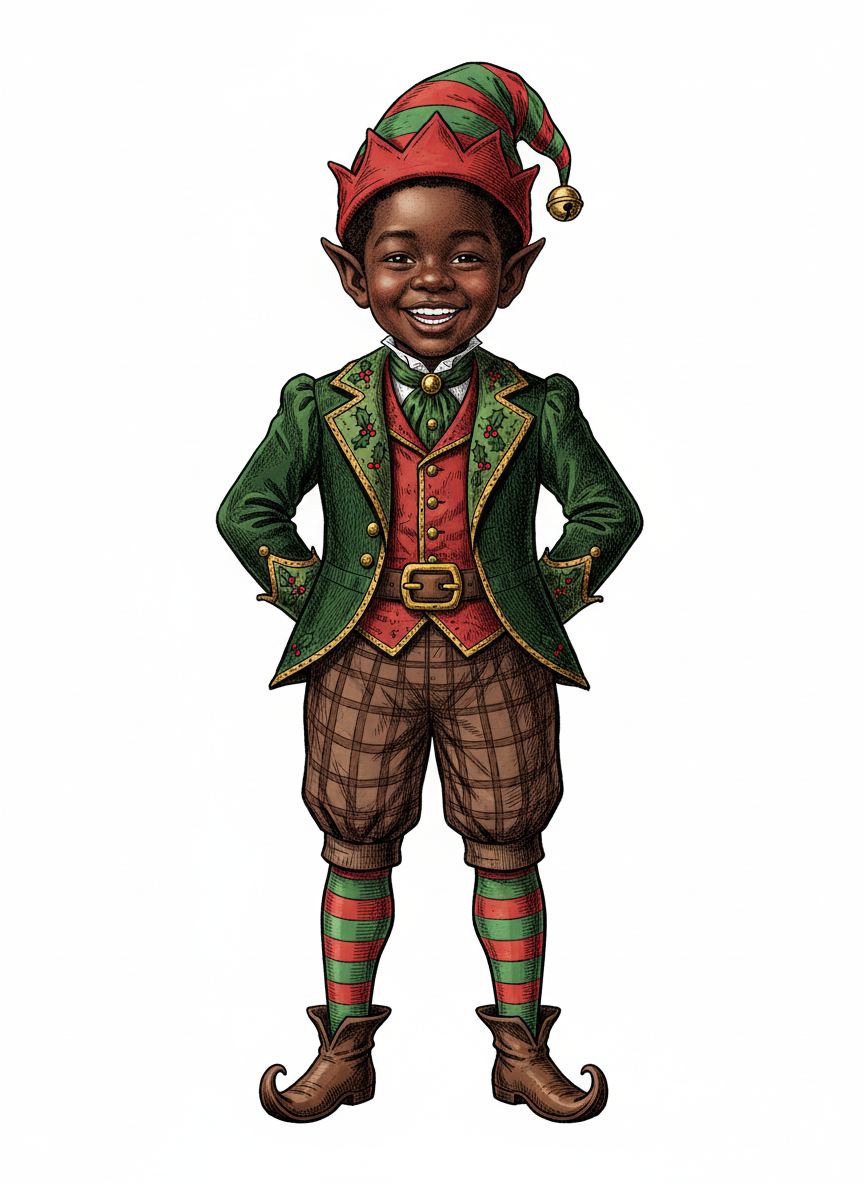 Anthony the Jolly Elf - Victorian Illustration