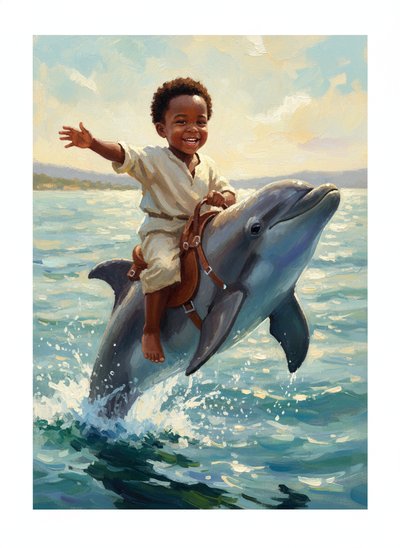My Baby's Dolphin Adventures 🐬 - Impressionist Painting