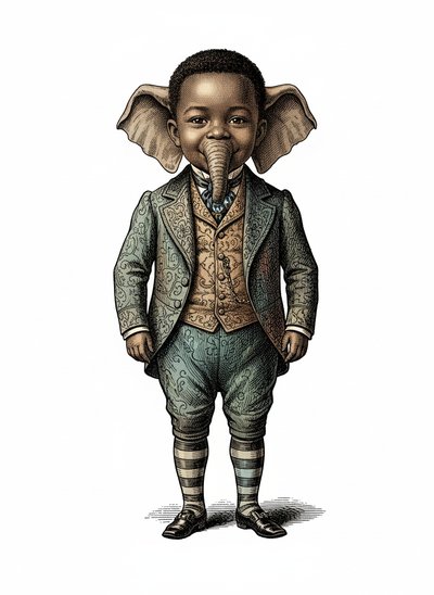 Anthony's Adorable Elephant Adventure 🐘 - Victorian Illustration