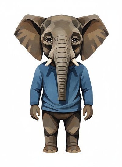 Anthony's Adorable Elephant Adventure 🐘 - Cubist Painting