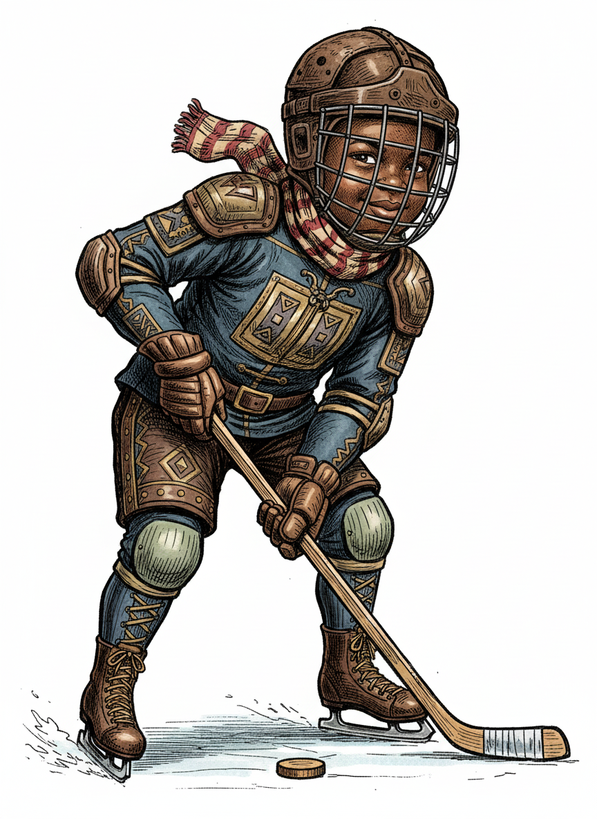 Anthony the Hockey Star - Victorian Illustration
