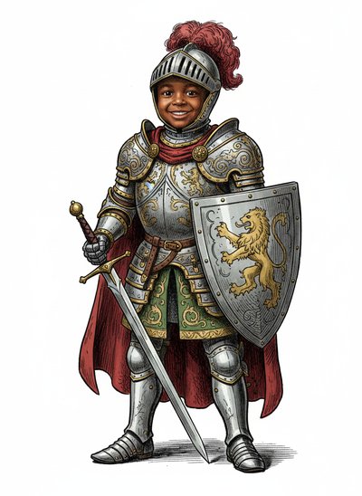 My Baby, the Bold Knight 🛡️ - Victorian Illustration