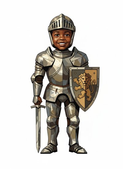 My Baby, the Bold Knight 🛡️ - Cubist Painting