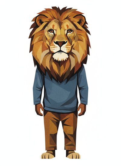 Anthony's Lion Adventure 🦁 - Cubist Painting