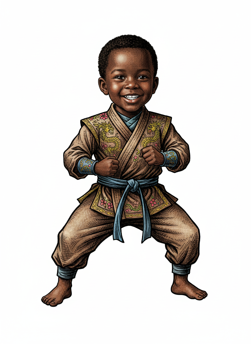 Anthony the Little Ninja - Victorian Illustration