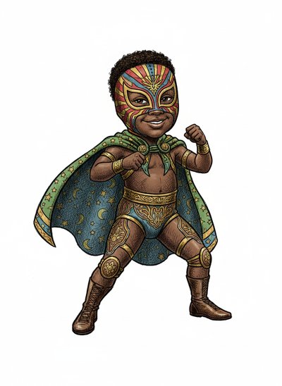My Baby the Luchador 💪 - Victorian Illustration