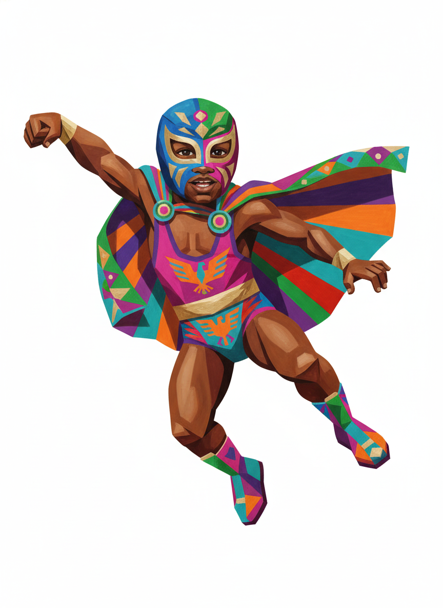 Anthony the Tiny Luchador - Cubist Painting