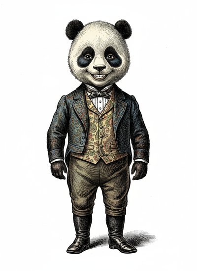 Anthony's Panda Adventures 🐼 - Victorian Illustration