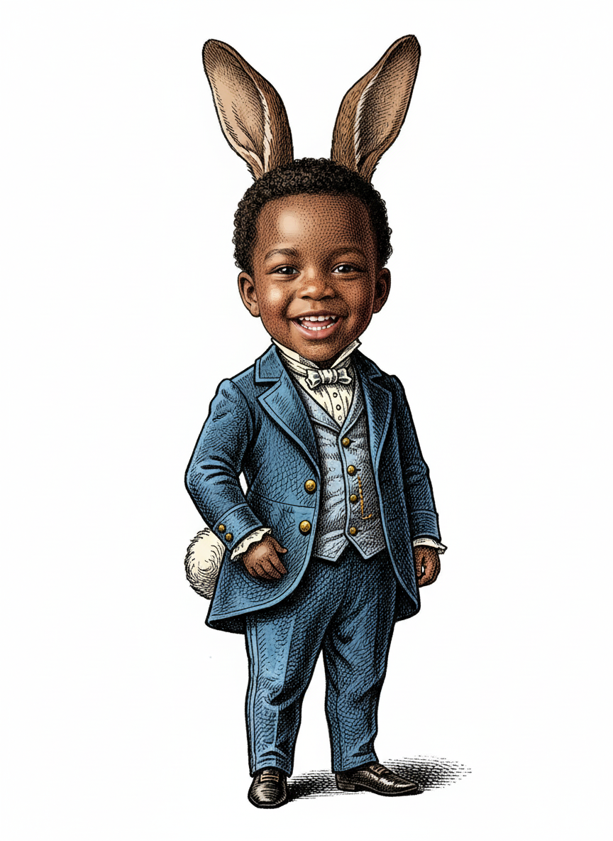 Anthony the Bouncy Rabbit - Victorian Illustration