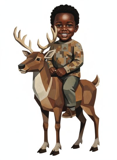 My Baby's Reindeer Ride 🦌 - Cubist Painting