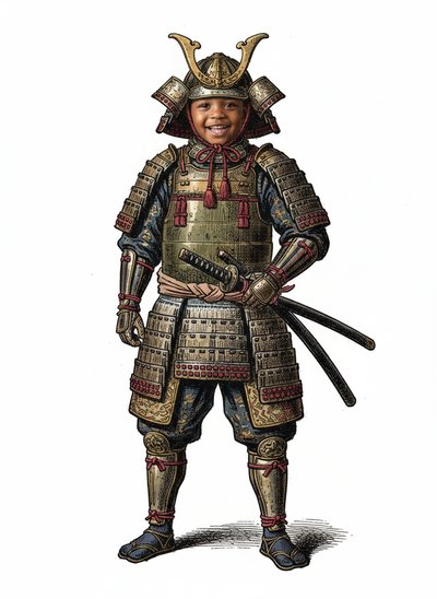 My Little Samurai Hero 🌸 - Victorian Illustration