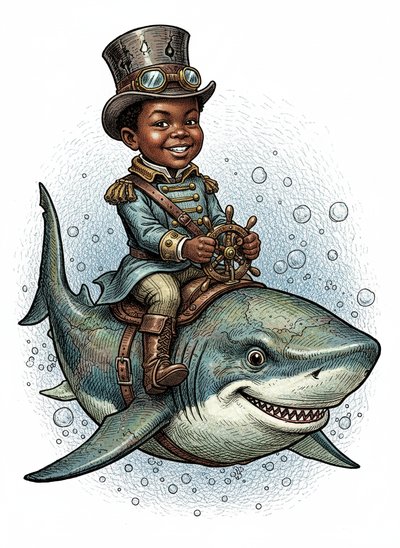 Anthony's Sharky Adventures 🦈 - Victorian Illustration