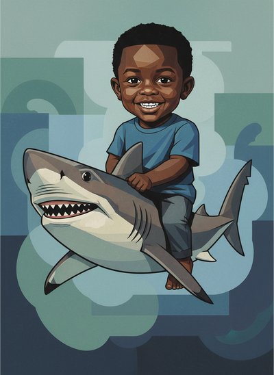 Anthony's Sharky Adventures 🦈 - Cubist Painting