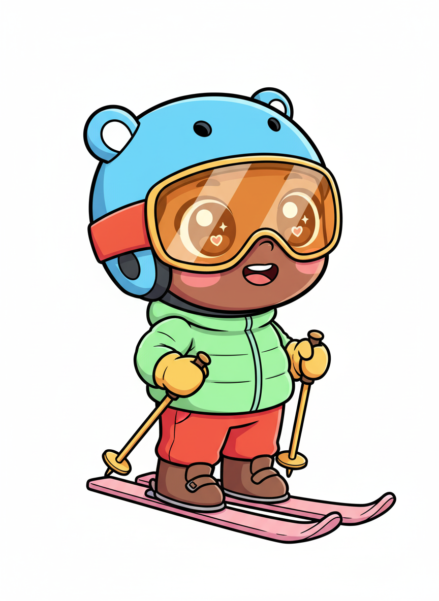 Anthony the Adorable Skier - Kawaii Cute