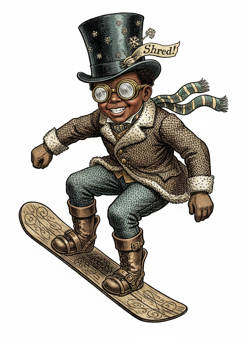 Snowboarder Anthony - Victorian Illustration
