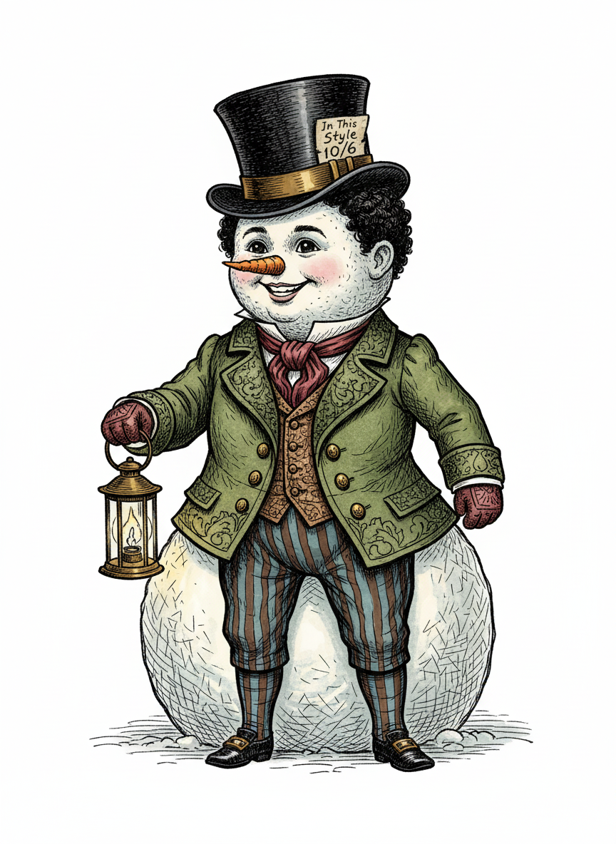 Snowman Anthony - Victorian Illustration