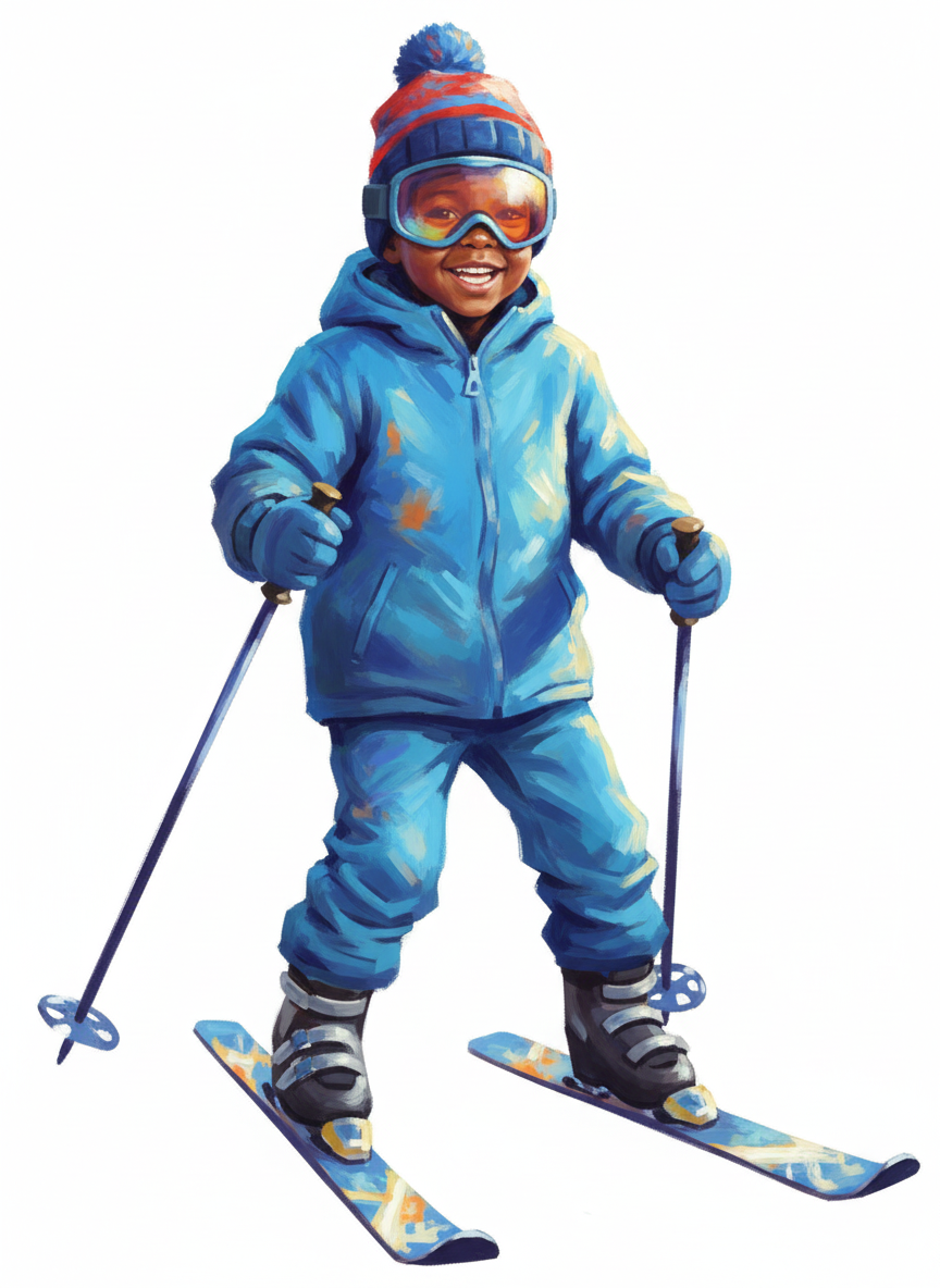 Anthony the Adorable Skier - Impressionist Painting