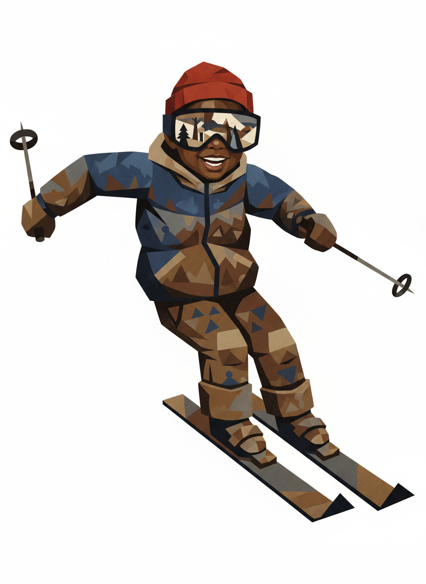 Anthony the Adorable Skier - Cubist Painting