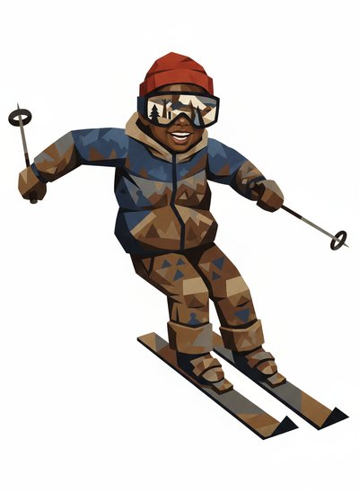 Anthony's Snowy Adventures ⛷️ - Cubist Painting