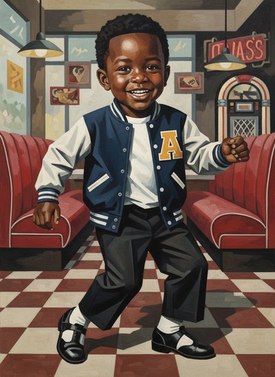 My Baby's Sock Hop Dreams - Cubist Painting