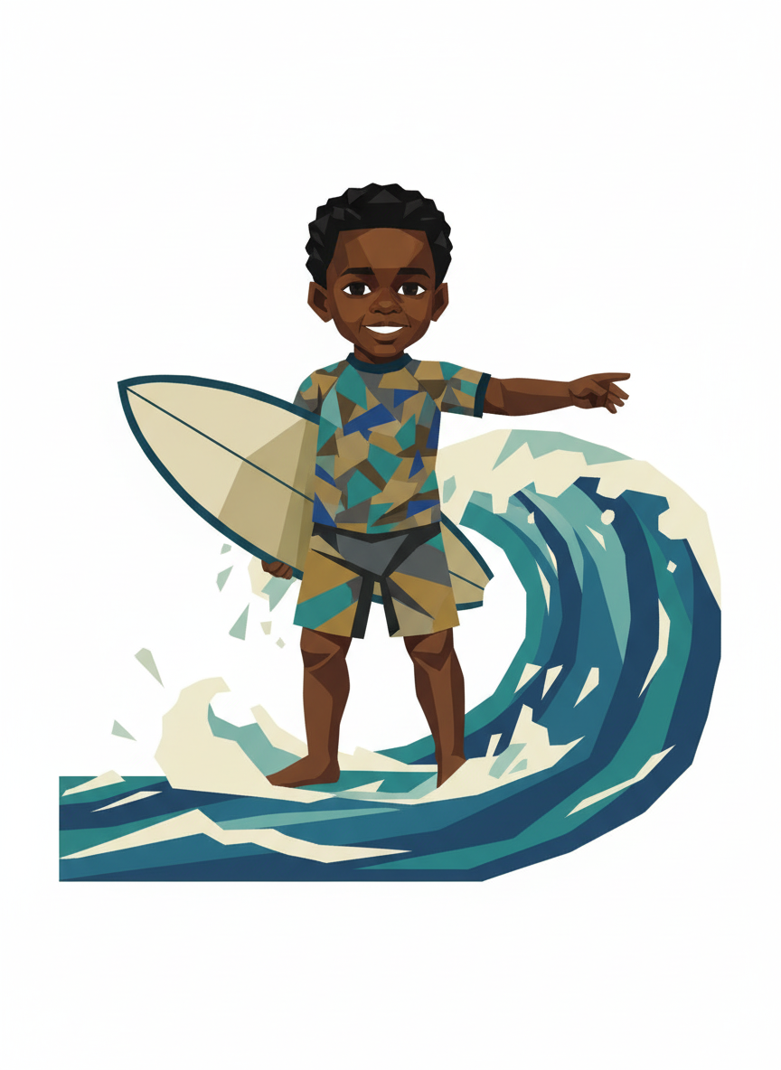 Surfer Anthony - Cubist Painting