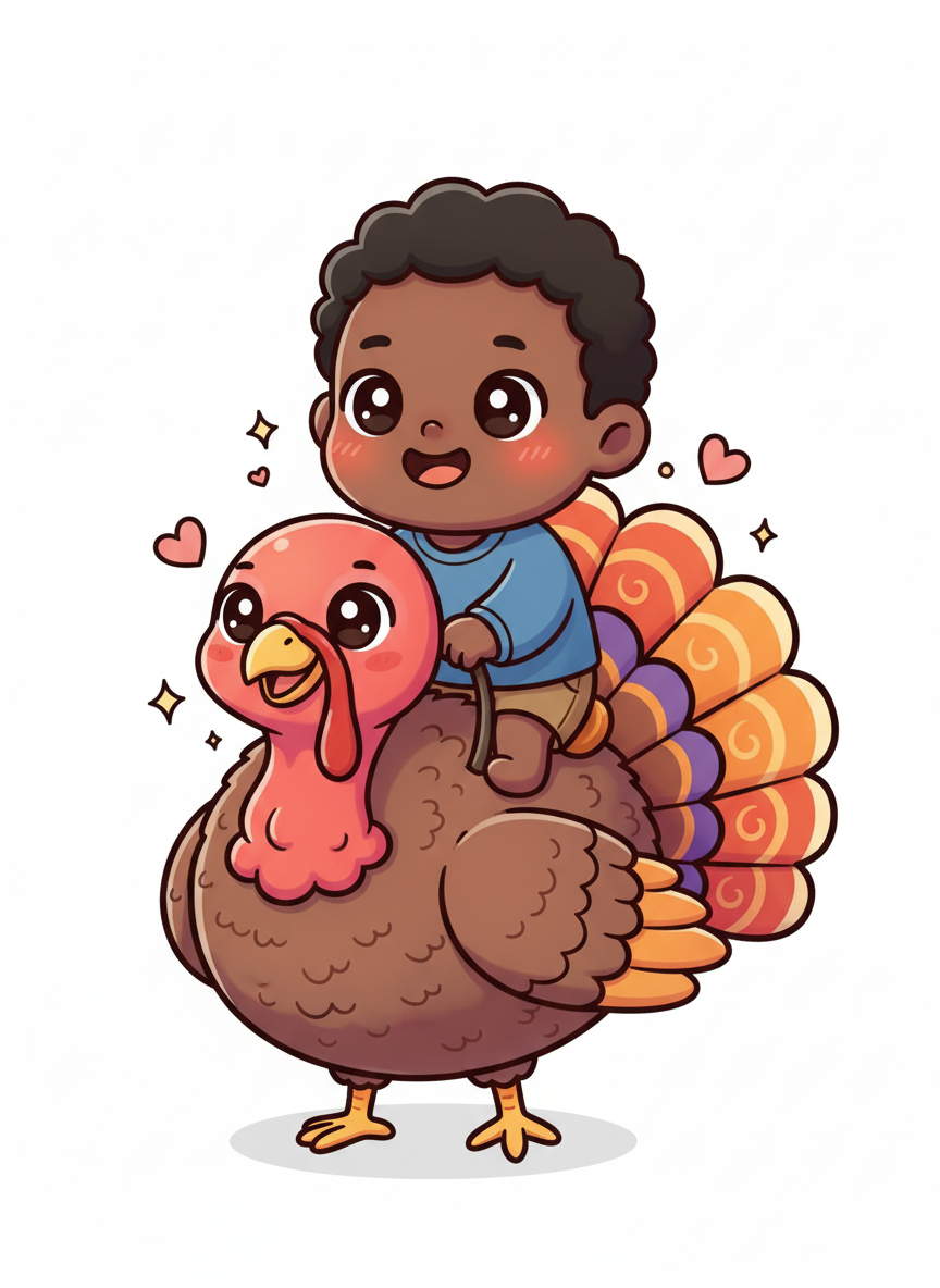 Anthony the Turkey Rider - Kawaii Cute