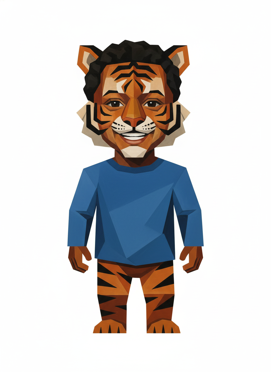 Anthony the Adorable Tiger - Cubist Painting