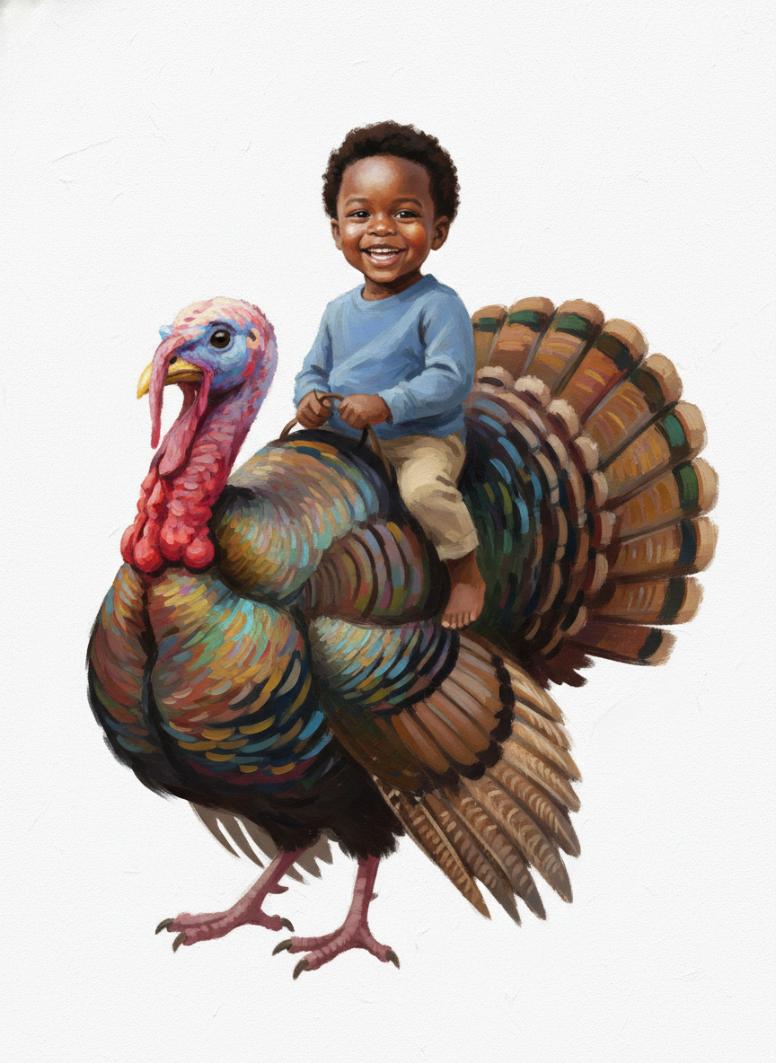 Anthony the Turkey Rider - Impressionist Painting