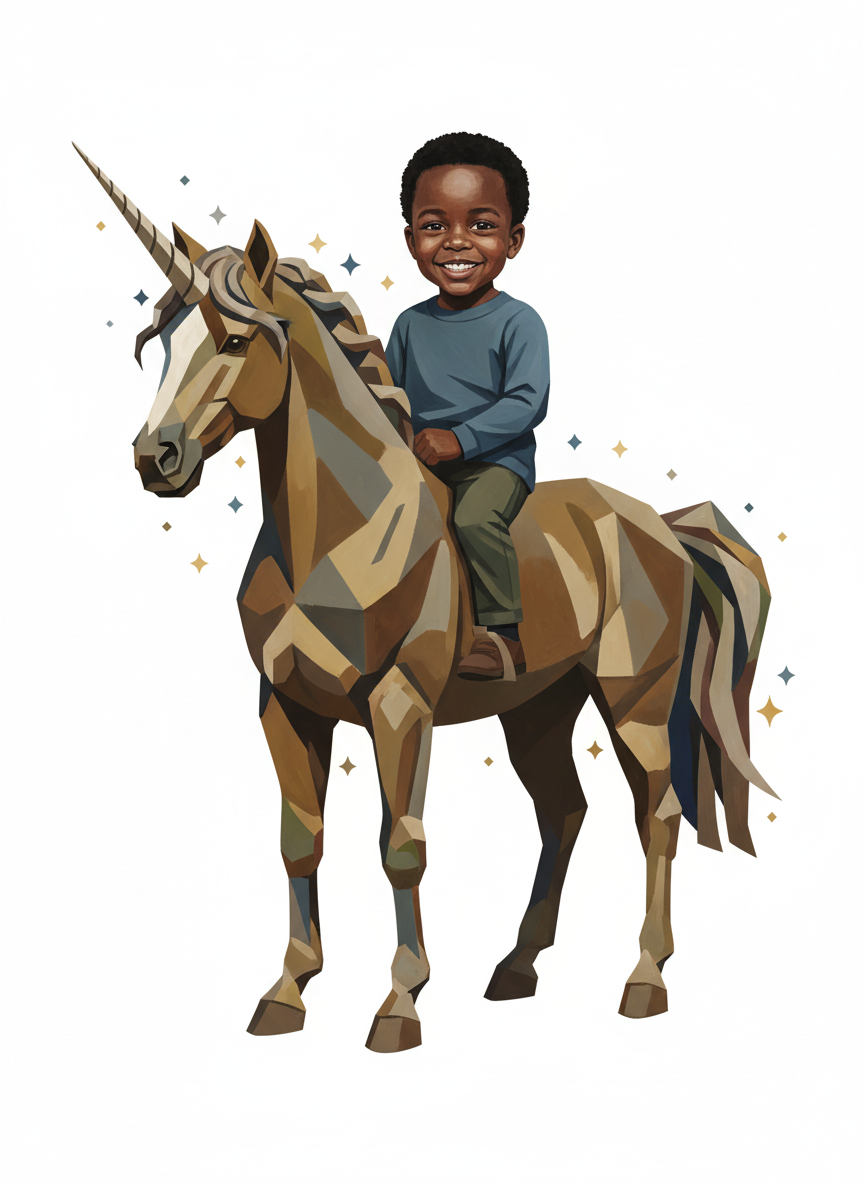 Anthony the Unicorn Rider - Cubist Painting