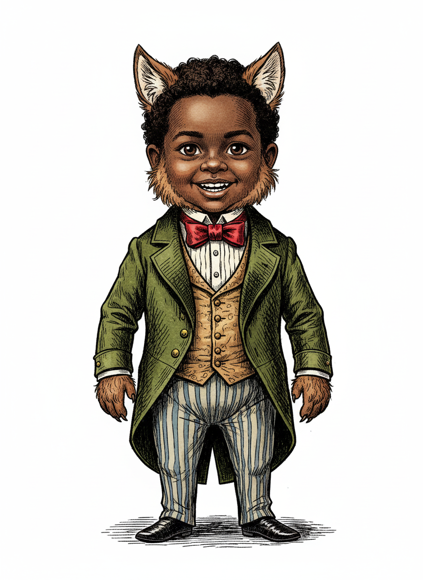 Anthony the Fluffy Wolf - Victorian Illustration