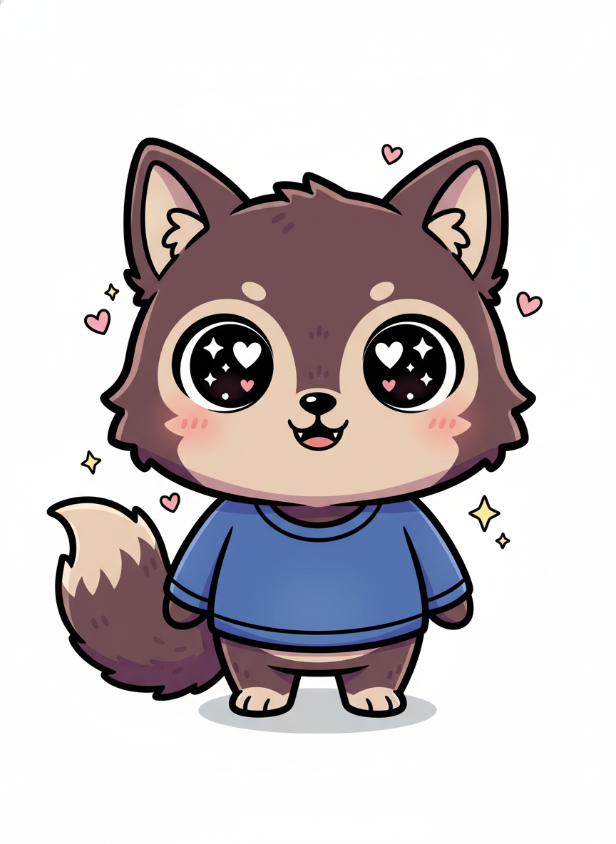 Anthony the Fluffy Wolf - Kawaii Cute