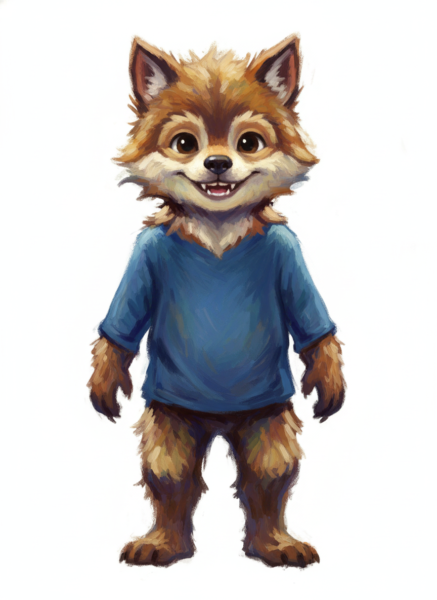 Anthony the Fluffy Wolf - Impressionist Painting