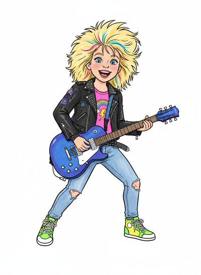 My Girl's Rockin' 80s Adventure 🎸 - Classic Coloring Book
