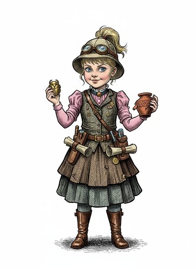 Ashley's Archaeologist Adventures 🌟 - Victorian Illustration